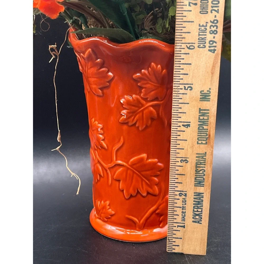Burnt Orange Vase Faux Flower Arrangement‎ 13